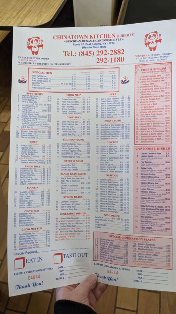 Liberty Chinatown kitchen Menu 2